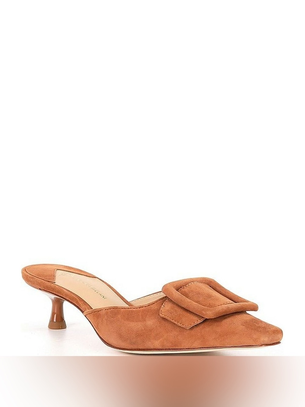 Antonio Melani Suede Buckle Detail Mule Kitten Heel in Tan Sz 6 1/2